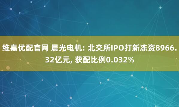 维嘉优配官网 晨光电机: 北交所IPO打新冻资8966.32亿元, 获配比例0.032%